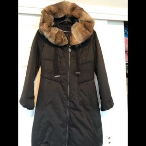 Elli Tahari Fur trimmed Down Coat